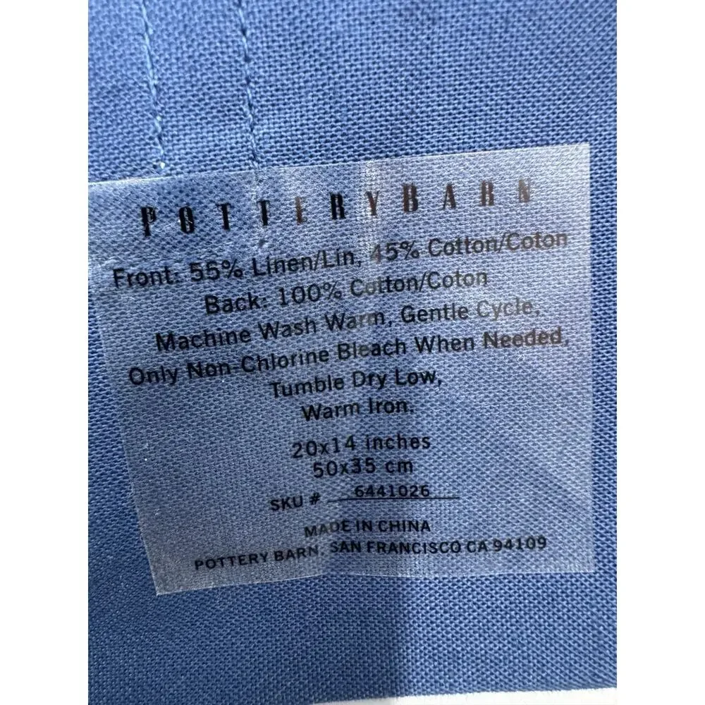 Pottery Barn Blue Brevard Chambray Paisley Design 4 Placemats & 4 Napkins